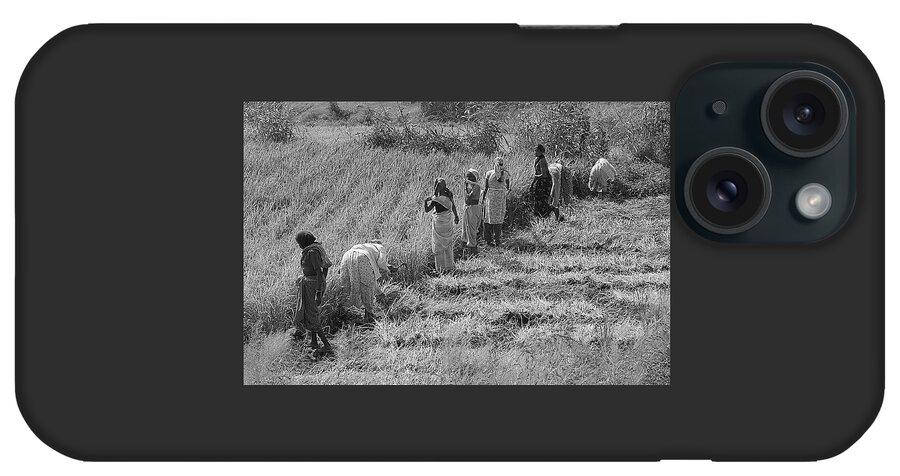 Joint iPhone Case featuring the photograph SKN 2611 Joint Effort BW by Sunil Kapadia