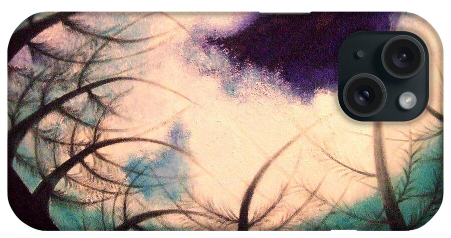 Sky.tree Symphony iPhone Case featuring the painting Sky and land symphony by Kumiko Mayer