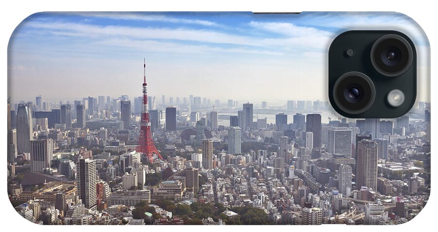 Tokyo iPhone Case featuring the photograph Skyline of Tokyo, Japan with the Tokyo Tower, from above by Sara Winter