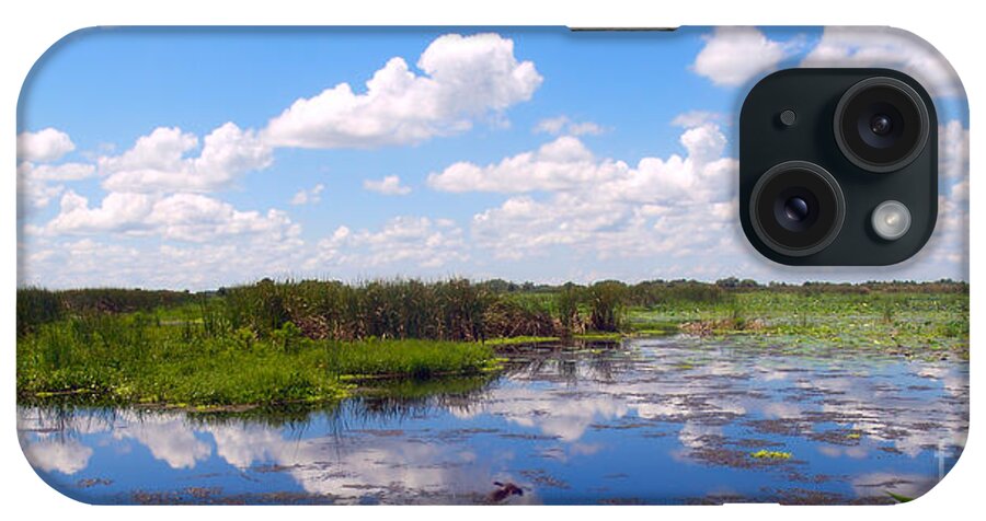 Marsh iPhone Case featuring the photograph Skyscape Reflections Blue Cypress Marsh Conservation Area Florida C3 by Ricardos Creations