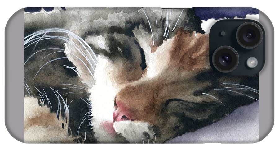 Cat iPhone Case featuring the painting Sleeping Cat by David Rogers