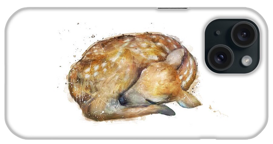 Fawn iPhone Case featuring the painting Sleeping Fawn by Amy Hamilton
