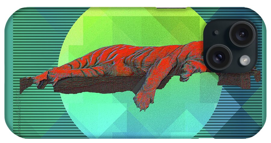 Tiger iPhone Case featuring the digital art Sleeping Tiger by Mimulux Patricia No