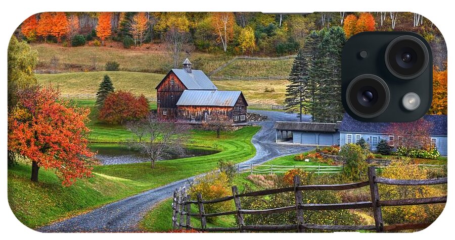 Woodstock iPhone Case featuring the photograph Sleepy Hollows Farm Woodstock Vermont VT Autumn Bright Colors by Toby McGuire