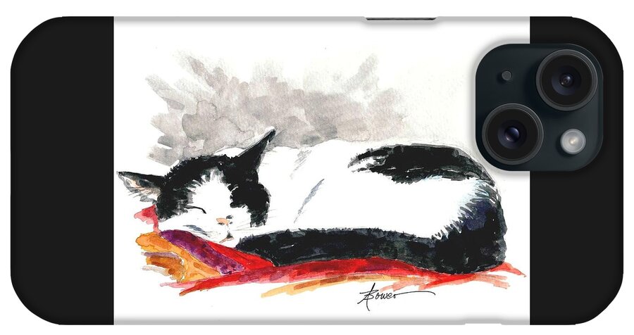 Cats iPhone Case featuring the painting Sleepy Time Boy by Adele Bower