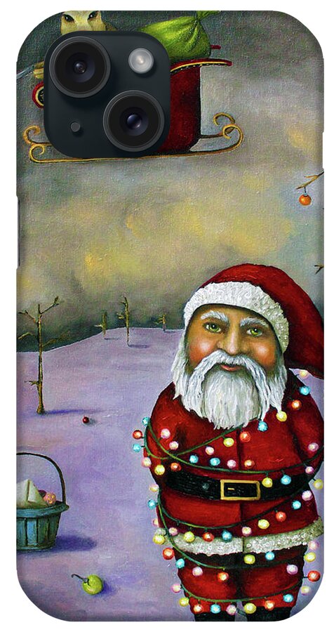 Santa iPhone Case featuring the painting Sleigh Jacker by Leah Saulnier The Painting Maniac