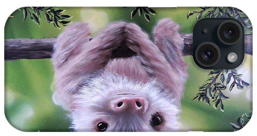 Greens iPhone Case featuring the painting Sloth'n 'Around by Dianna Lewis