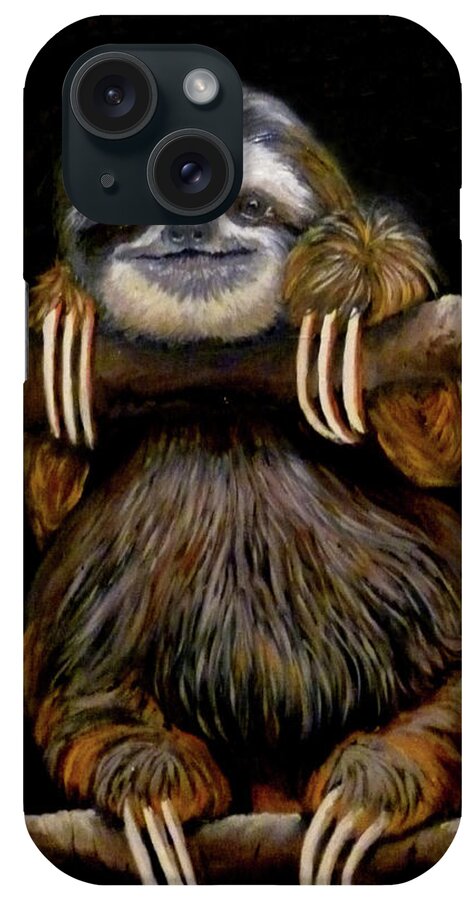 Sloth iPhone Case featuring the painting Sloth by Petra Stephens