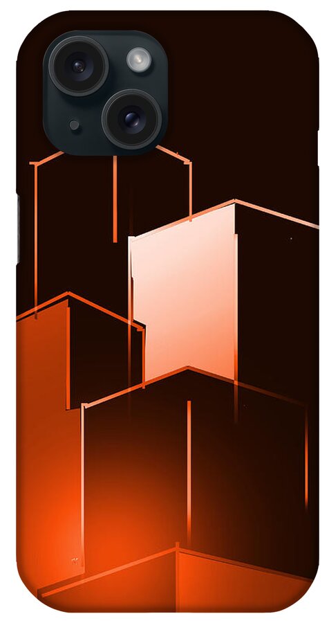Abstract iPhone Case featuring the digital art Small Buildings by John Krakora