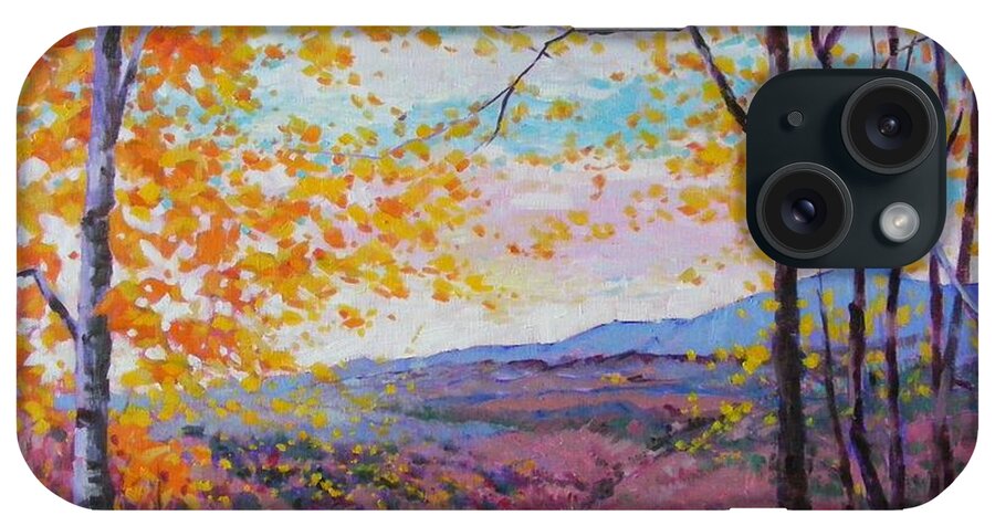 Landscape iPhone Case featuring the painting Smokey View Morning by Celine K Yong