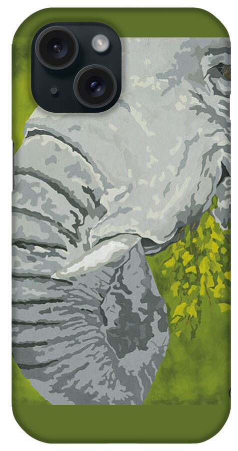 Elephant iPhone Case featuring the painting Snack Time by Cheryl Bowman