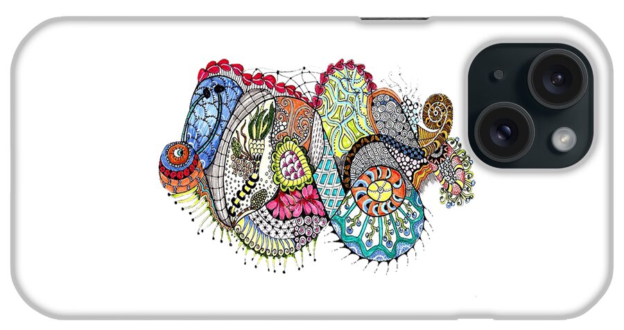 Zentangles iPhone 15 Case featuring the mixed media Snails Pace by Ruth Dailey