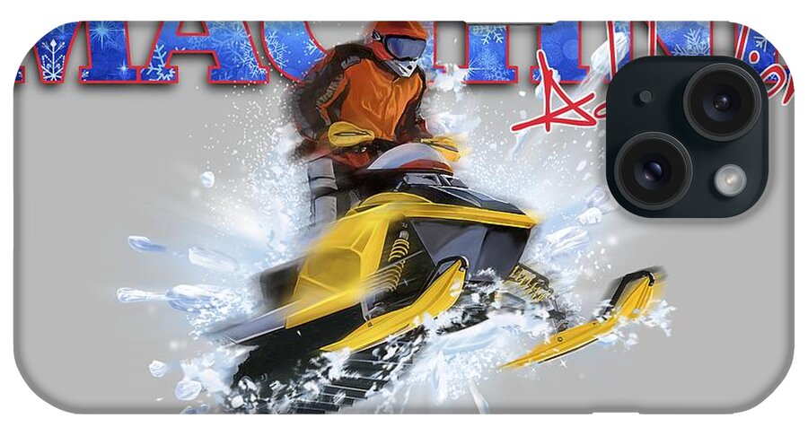 Snowmobile iPhone Case featuring the painting Snow Addiction by Robert Corsetti