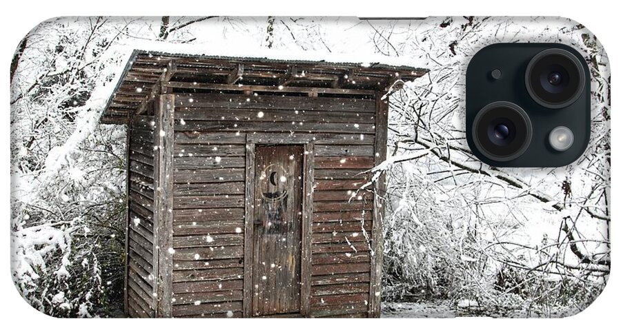 Outhouse iPhone Case featuring the photograph Snow Covered Outhouse by Benanne Stiens