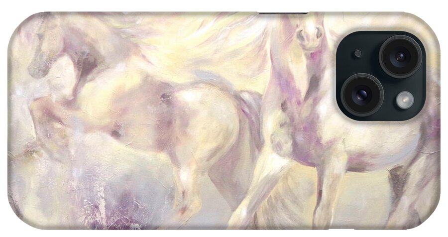 Horse iPhone Case featuring the painting Snow Gypsies by Dina Dargo