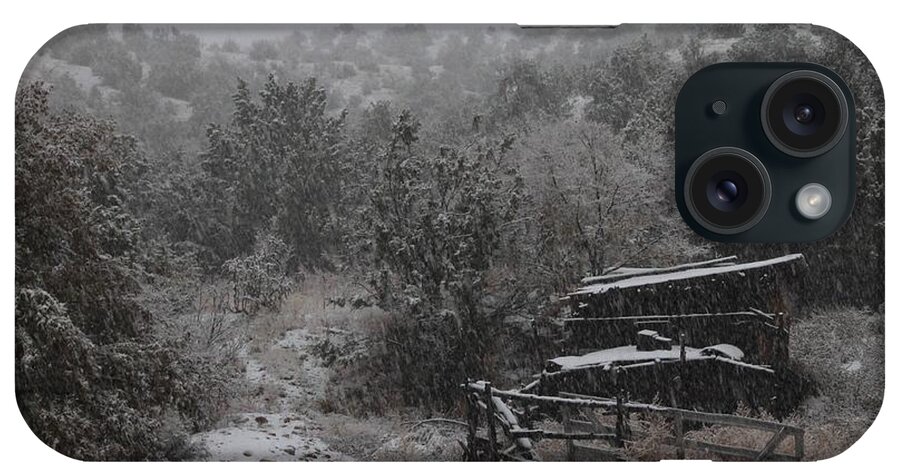 Snow iPhone Case featuring the photograph Snow in the Old Santa Fe Corral by Christopher J Kirby