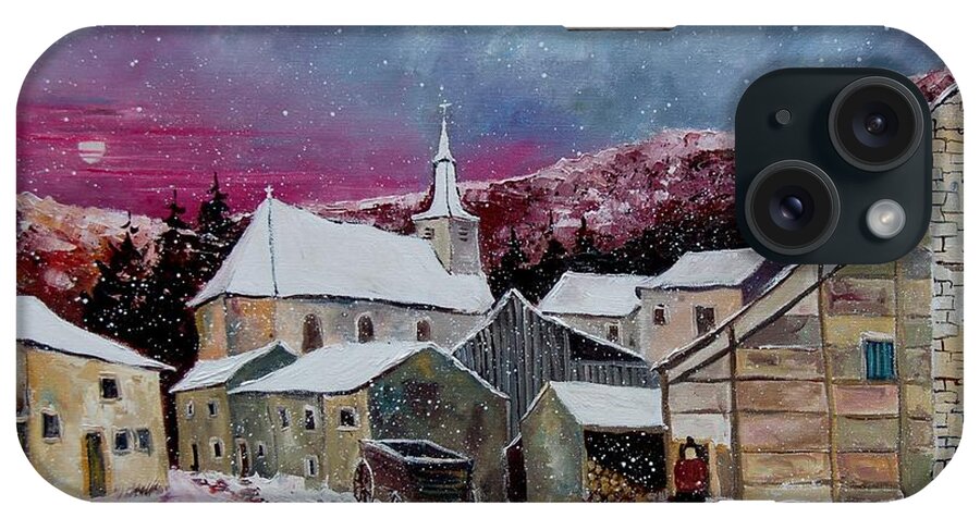 Snow iPhone Case featuring the painting Snow Is Falling by Pol Ledent