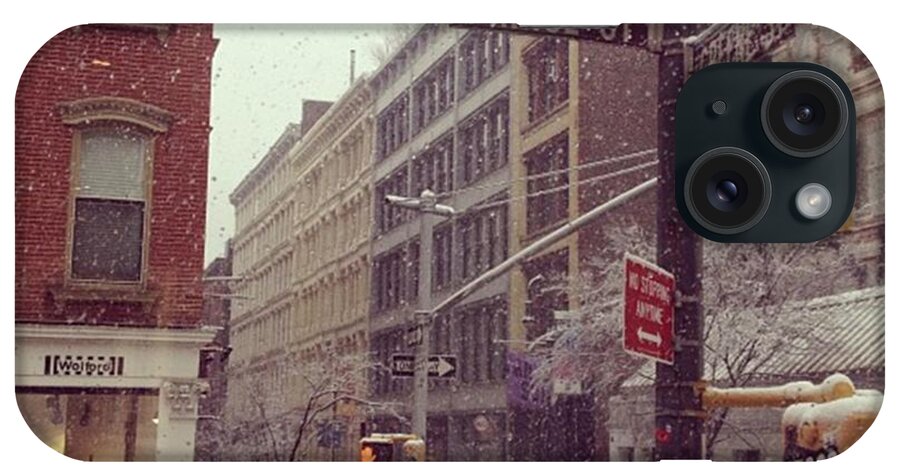 Snowinmarch iPhone Case featuring the photograph #snow #nyc #snowinmarch #winter #soho by Brianna Kilgore