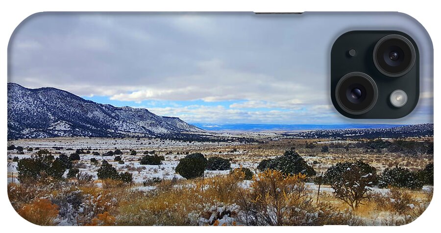 Southwest Landscape iPhone Case featuring the photograph Snow on the prairie by Robert WK Clark