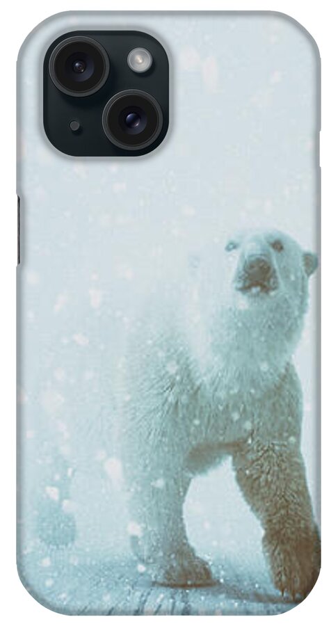 Polar Bear Winter Snow Predator Cold iPhone Case featuring the digital art Snow Patrol by Katherine Smit