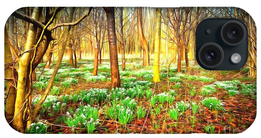 Woods iPhone Case featuring the photograph Snowdrops in the woods by Mick Flynn