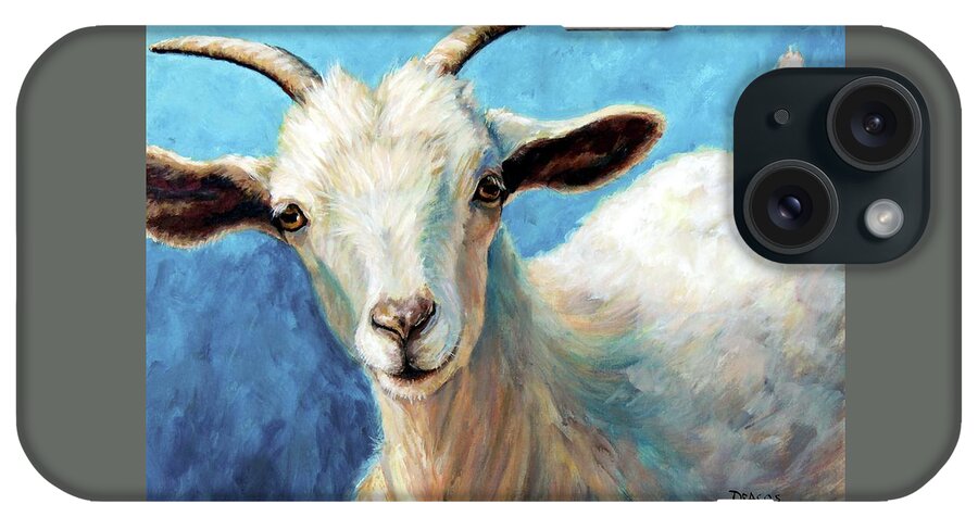 Cashmere Goat iPhone Case featuring the painting Snowflake, a baby cashmere goat by Dottie Dracos