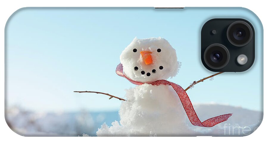  iPhone 14 Plus Snowman Carrot Nose Blue Hat and Scarf