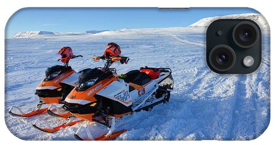 Snowmobile iPhone Case featuring the photograph Snowmobiles in Iceland in winter by Matthias Hauser