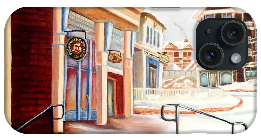 Art iPhone Case featuring the painting Snowshoe Village Shops by Shelia Kempf