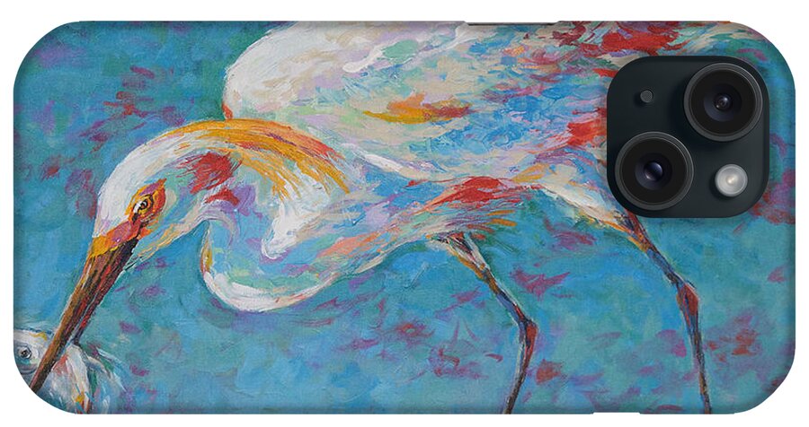 Bird iPhone Case featuring the painting Snowy Egret's Prized Catch by Jyotika Shroff