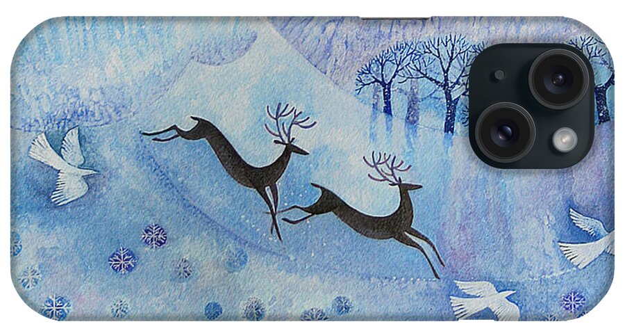 Snowy iPhone Case featuring the painting Snowy Peace by Lisa Graa Jensen