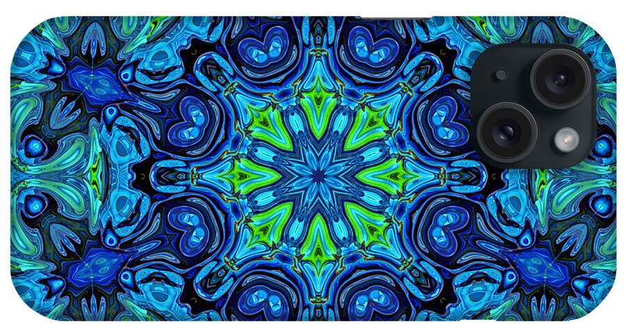 Blue iPhone Case featuring the digital art So Blue - 04v2 - Mandala by Aimelle Ml