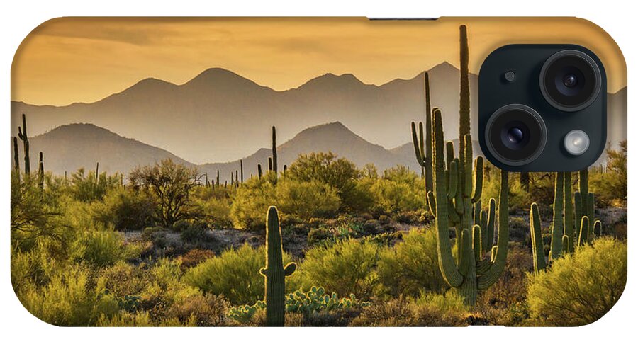Sunset iPhone Case featuring the photograph So Many Layers to the Sonoran by Saija Lehtonen