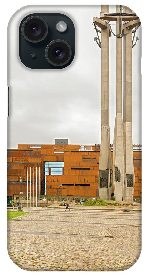 Cross iPhone Case featuring the photograph Solidarity Monument in Gdansk by Marek Poplawski