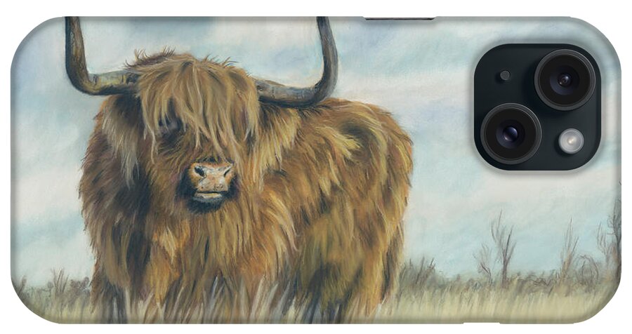 Highland Cow iPhone Case featuring the pastel Solitary by Kirsty Rebecca