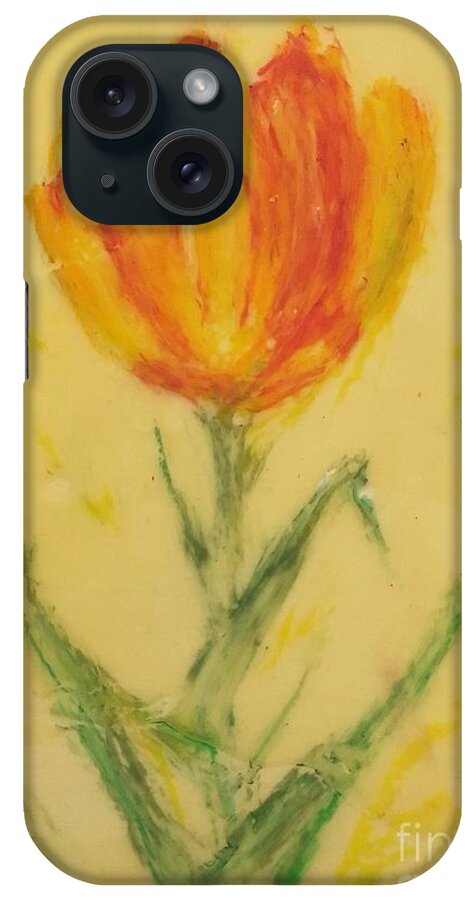 Encaustic iPhone Case featuring the painting Solo Tulip by Christine Chin-Fook