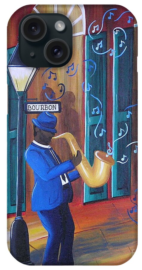 Bourbon Street iPhone Case featuring the painting Somewhere on Bourbon Street by Valerie Carpenter