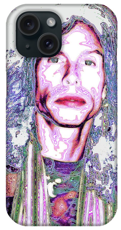 Celebrity iPhone Case featuring the digital art South Beach Poparazzi - Steven Tyler No. 1 - Surreal Celebrity Portraits by Steven Hlavac