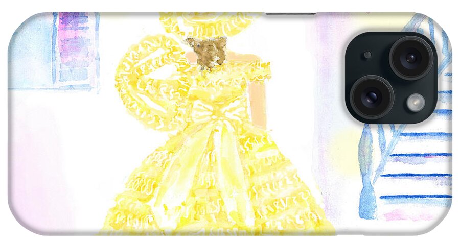 Southern Belle iPhone Case featuring the painting Southern Belle in Yellow Dress by Jerry Fair