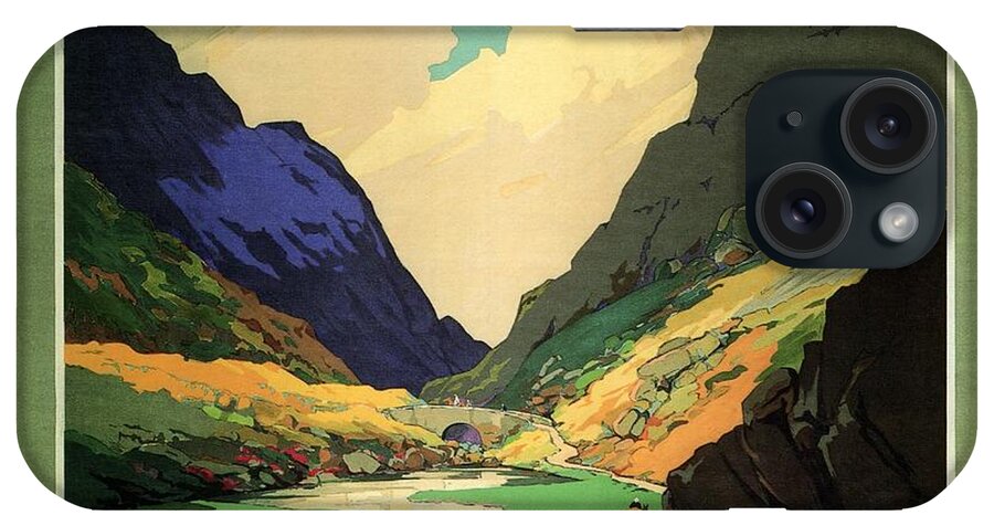 Southern Ireland iPhone Case featuring the painting Southern Ireland - Landscape Painting - Great Western Railway - Vintage Advertising Poster by Studio Grafiikka