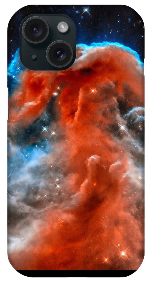 Horsehead Nebula iPhone Case featuring the photograph Space image horsehead nebula orange red blue black by Matthias Hauser