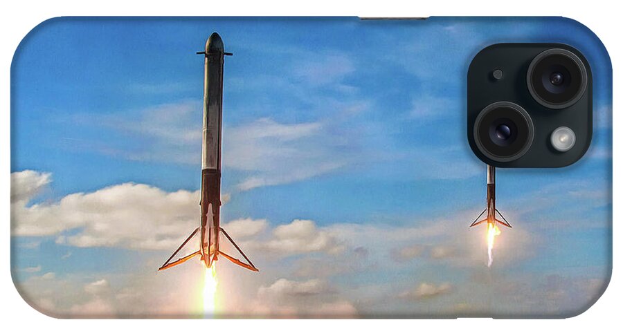 Spacex iPhone Case featuring the photograph SpaceX Falcon Heavy booster landing by SpaceX