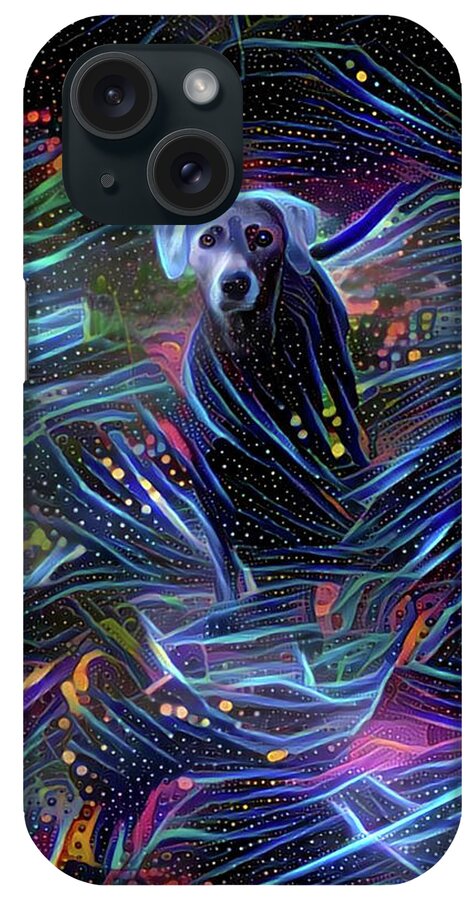 Lacy Dog iPhone Case featuring the digital art Spacey Lacy by Peggy Collins