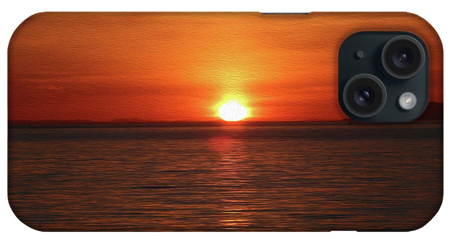 Sunset iPhone Case featuring the digital art Spanish Banks Sunset - Digital Oil by Birdly Canada