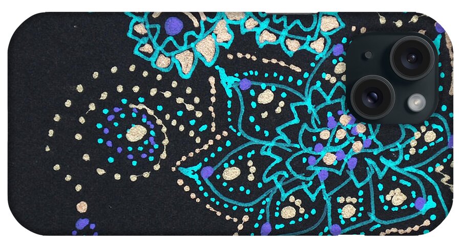 Zentangle iPhone Case featuring the drawing Midnite Sparkle by Carole Brecht