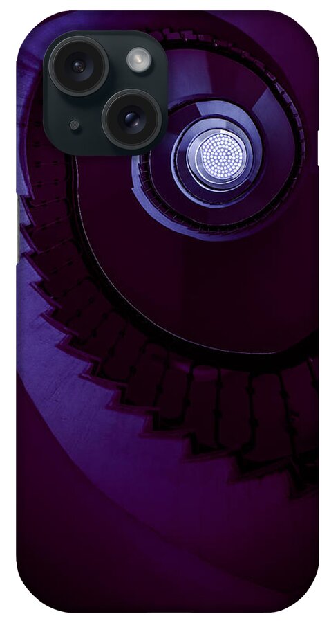 Staircase iPhone Case featuring the photograph Spiral staircase in violet tones by Jaroslaw Blaminsky