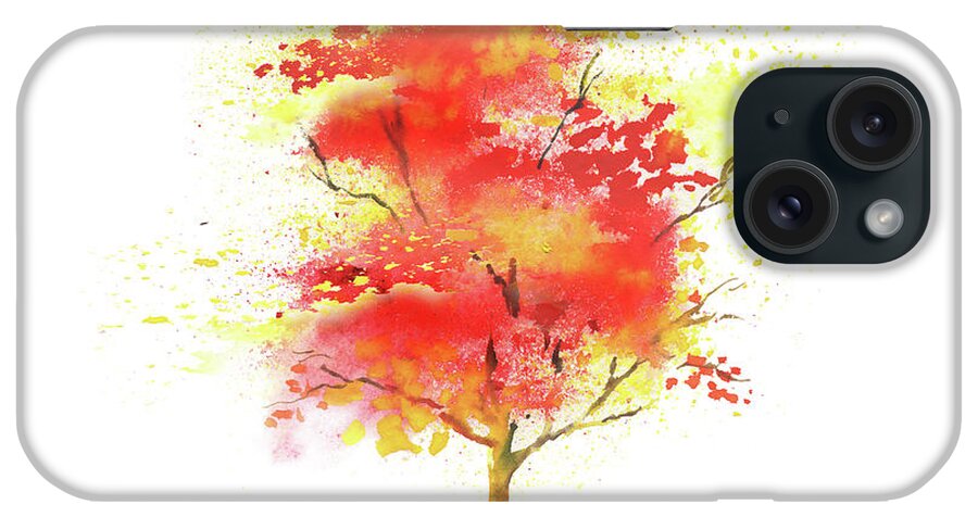 Autumn iPhone Case featuring the painting Splash Of Autumn Watercolor Tree by Irina Sztukowski