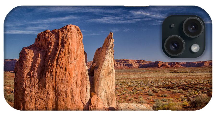 Utah iPhone Case featuring the photograph Split Boulder at Valley of the Gods, by Rikk Flohr