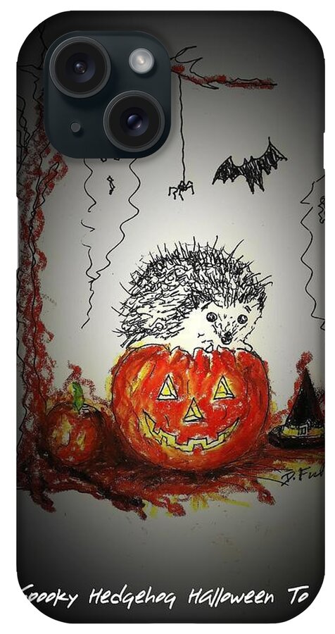 Hedgehog iPhone Case featuring the mixed media Spooky Hedgehog Halloween by Denise F Fulmer
