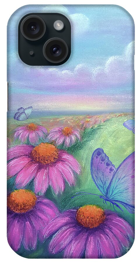 Spring iPhone Case featuring the mixed media Spring Daydream - cool color by Yoonhee Ko